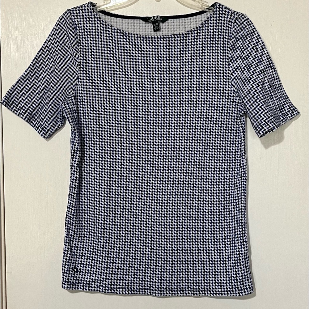 RALPH LAUREN Women’s Black/White Houndstooth Top